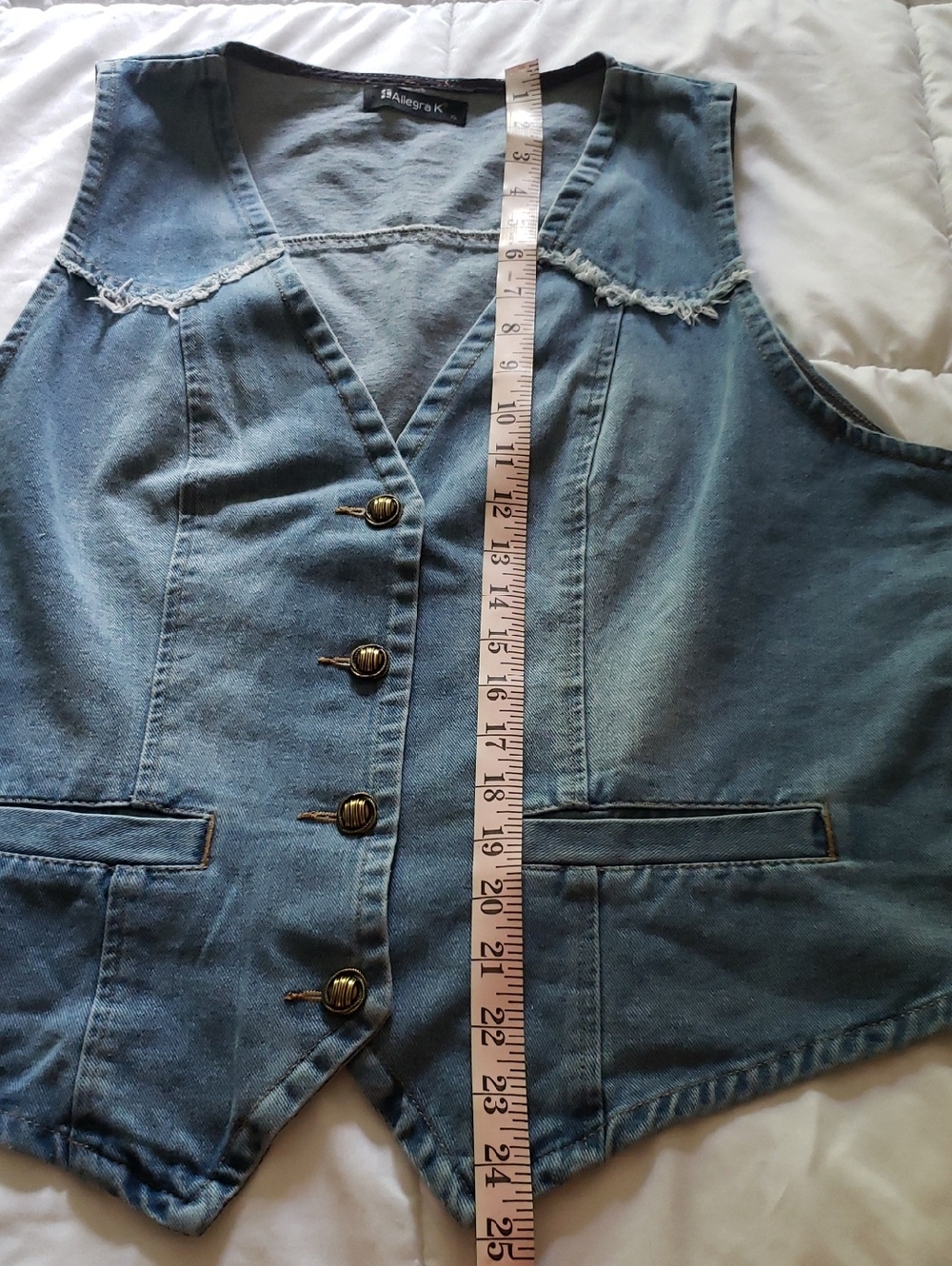 Allegra K Denim Sleeveless Button Up Light Wash Vest Size XL - Picture 13 of 14